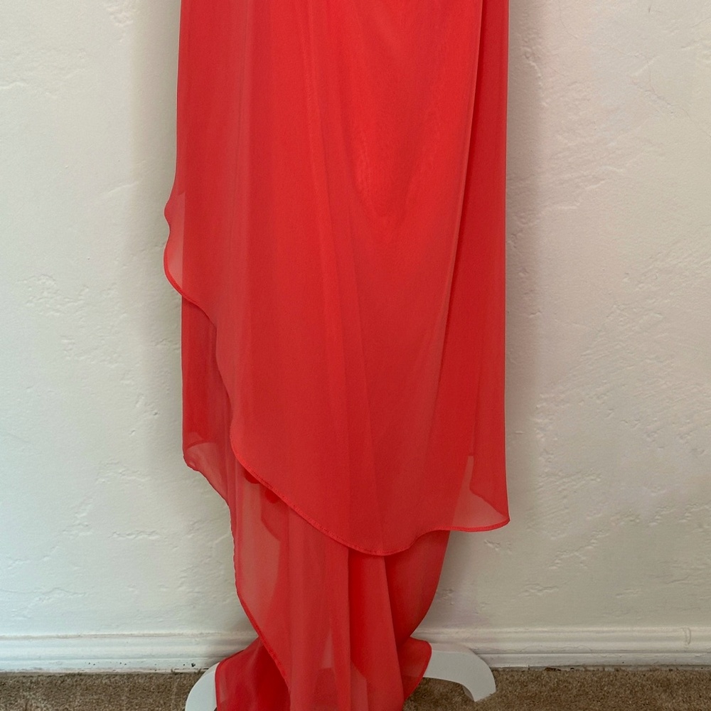 B. Smart Hi/Lo Chiffon Salmon-Colored Dress- Size 14 - Picture 7 of 15